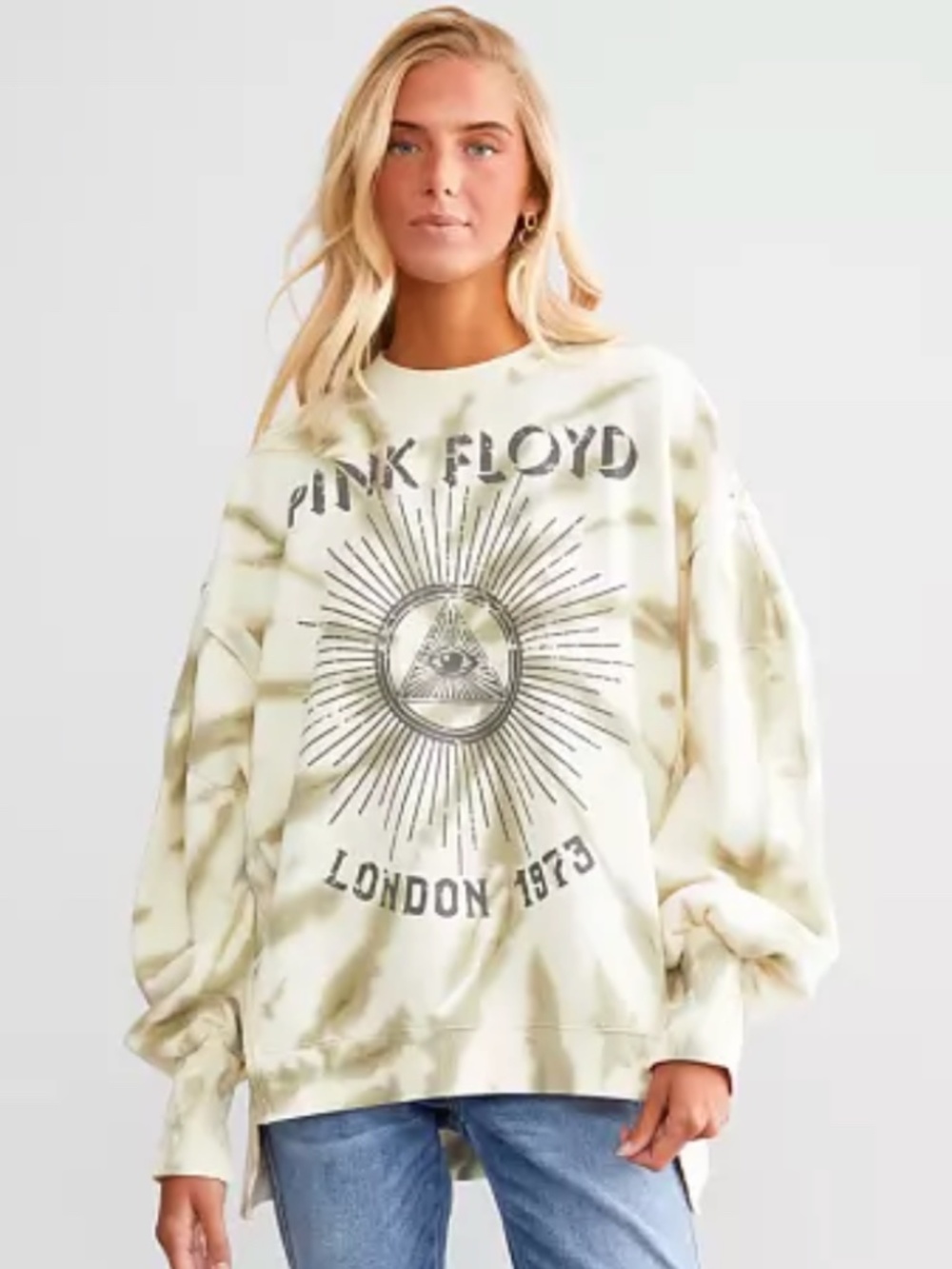 Pink Floyd Oversized Band Tie-Dye Pullover Sweatshirt- Womens